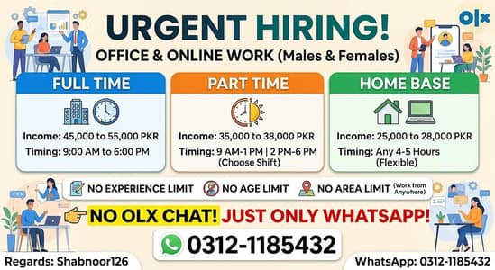 we are hiring staff male and female for online and office work