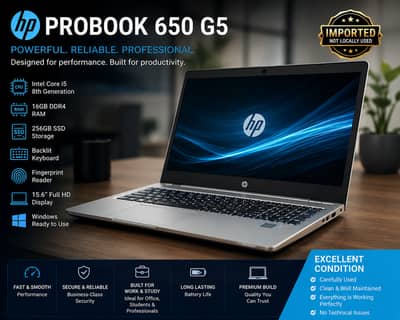 HP ProBook 650 G5 | Core i5 8th Gen | 16GB RAM | 256GB SSD |