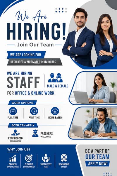 we are hiring both male and female. Apply now!!