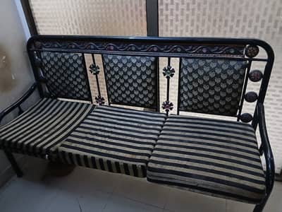 Used Iron Rod Sofa | 3 Seater with Cushions