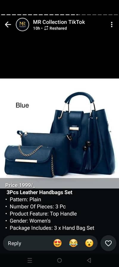 Leather 3pcs handbags set