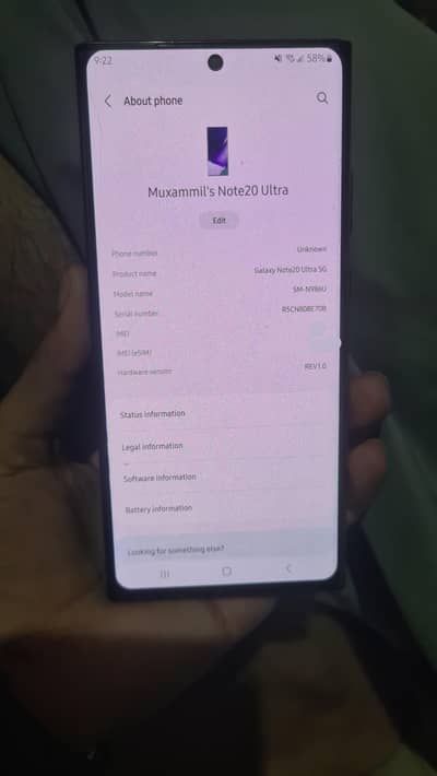 Samsung Mobile Note 20 Ultra