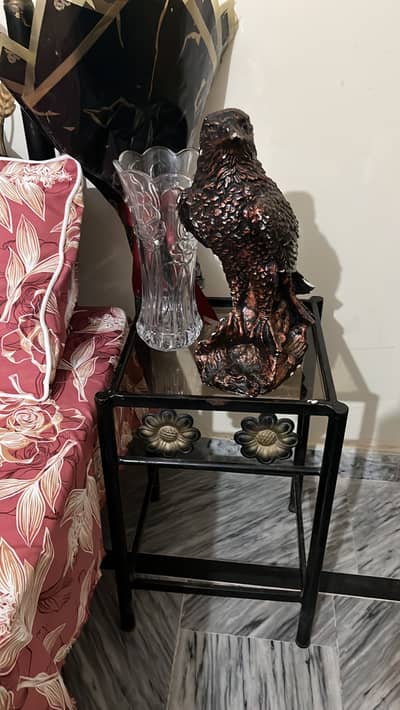Aluminium bed with 2 side tables in good condition
