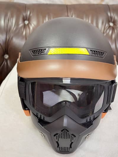 Premium Retro Motorcycle Helmet with Mask & Goggles 