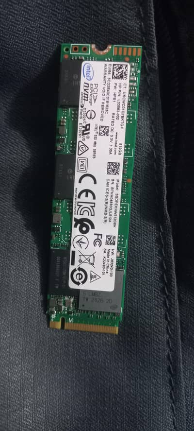 Original HP Pulled Intel 512GB NVMe M. 2 SSD (Gen 3x4)
