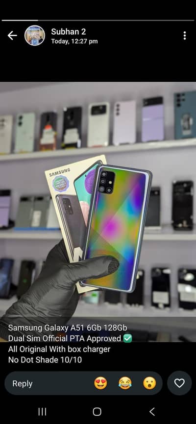 Samsung Galaxy A51 6Gb 128Gb ( Display fingerprint) complete Box 10/10