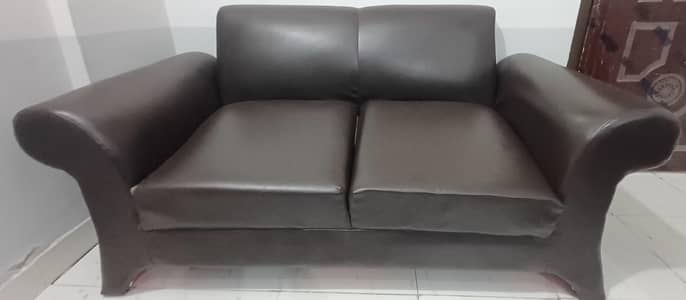 used sofa set ,dark brown, 7 seater