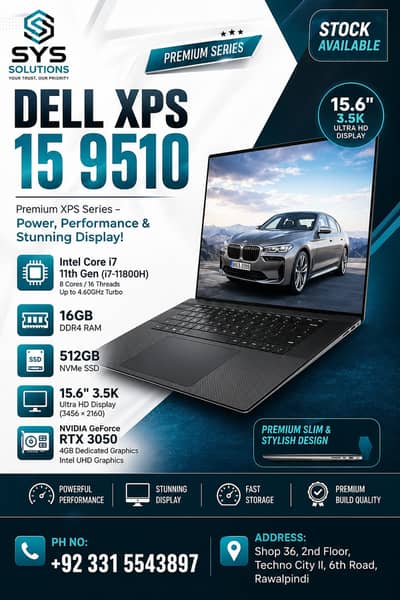 Dell XPS 15 9510 | Intel Core i7 11th Gen (i7-11800H) | 16GB DDR4 RAM
