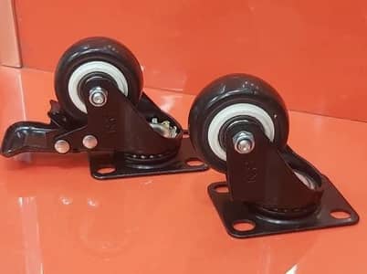 3" Blue Caster Wheels Set of 4 with Brake Locks