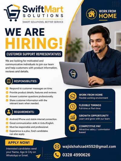 Customer Support Representative (Online)  Work from Home