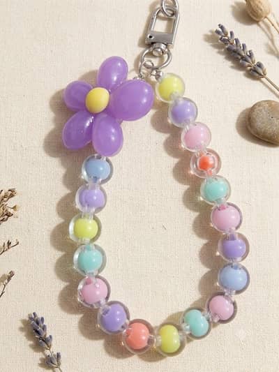 Handmade Beaded Flower Keychain