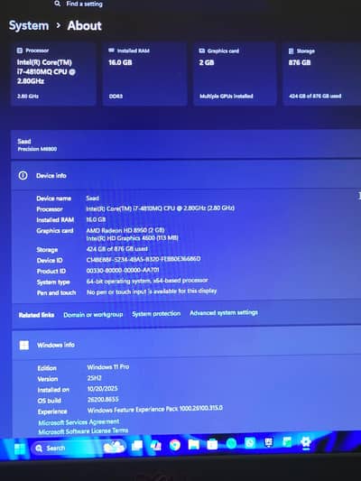 dell precision i7 4810MQ 16gb ram and 2 gb graphics card