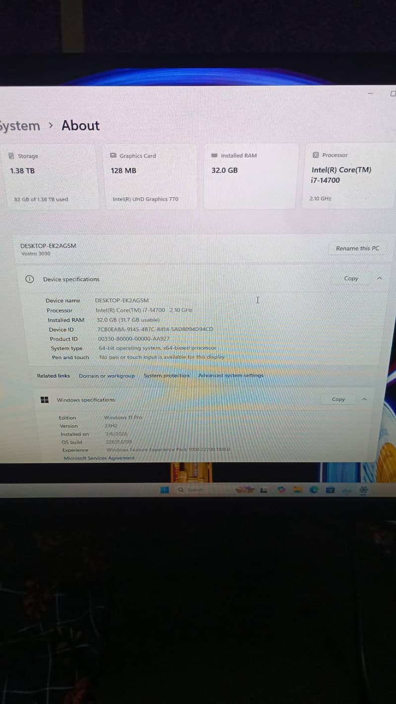 Dell Vostro 3030 Desktop PC |14 Gen Intel Core i7,-14700|RAM 32 Gb|1.3 2