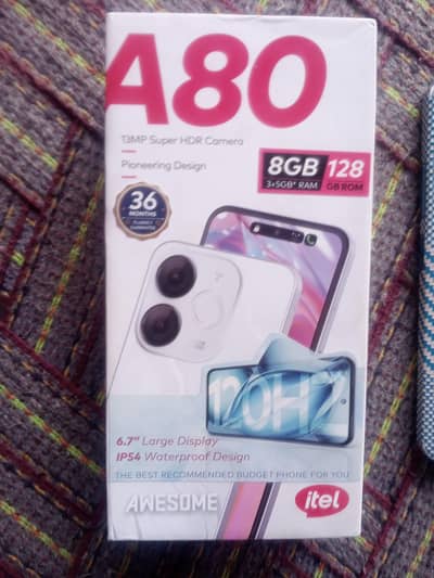 Itel A80.3+5 8gb ram or 128gb memory with box. Whatsapp 03074937491