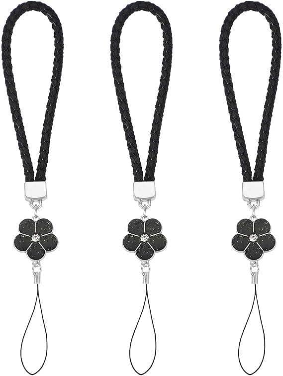 Phone Lanyard Wrist Straps, Creative Braided Flower Phone Charm Straps Wrist Lanyard for Keychain Hand String