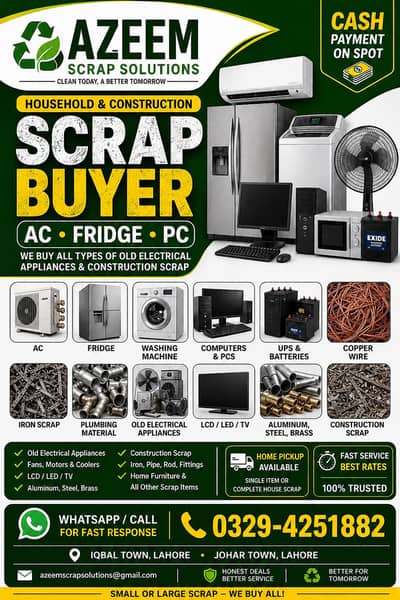 Household & Construction Scrap Buyer | AC Fridge PC