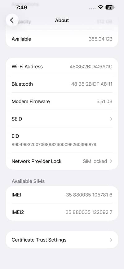 Iphone 13 Pro max 10/10 Condition 85 Helath Memory 512 water pack