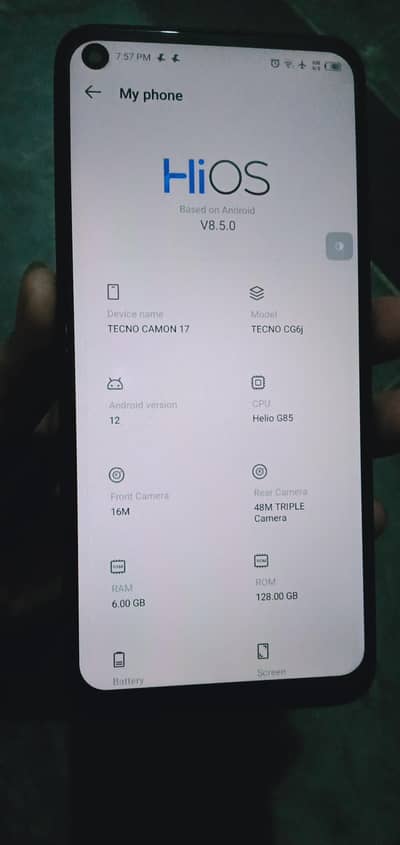 Tecno Camon 17/6GB128gb