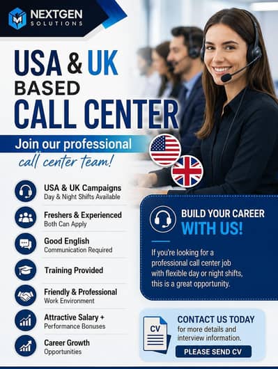 We're Hiring – USA & UK Based Call Center Day &  Night shifts