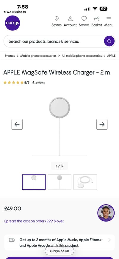 APPLE MagSafe Wireless Charger - 2 Meter Wire