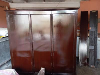 3 door wood wardrobe almari