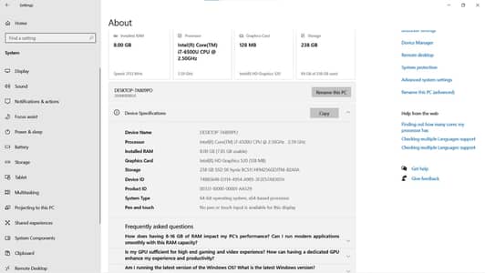 Lenovo ThinkPad T470 | Core i7 6th Gen | 8GB RAM | 256GB SSD .