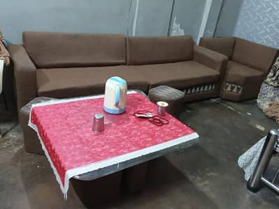 Good condition sofa set with shisha table with 4 seeters.