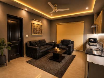 Dark theme 1 BHK/Studio Apartments Available Gulberg Parkhouse Apartments Per Day Rent