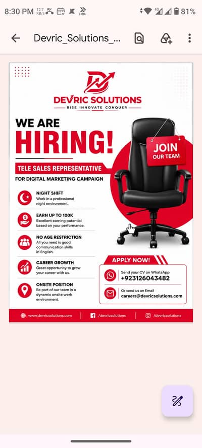 Hiring Telesales representative