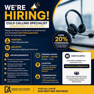Cold Calling Specialist (Embroidery & Vector Art)