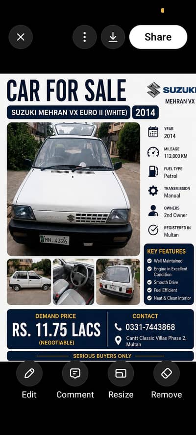 Suzuki Mehran VX 2014 Euro II