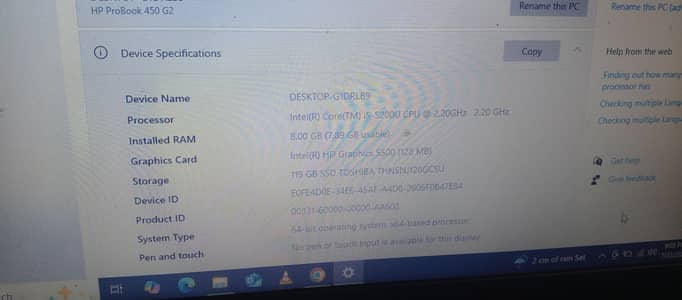 hp probook full keyboard core i5 5th generation