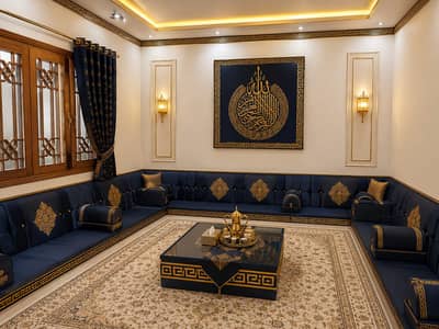 Luxury L Shape Sofa & Gold Arabic Majlis Sofa Set