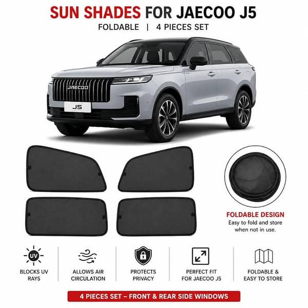 Jaecoo J5 Custom Fit Foldable Sun Shades 4 Pcs | UV & Heat Protection | Side Window Mesh Shades