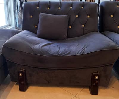 velvet inter wood sofa set 5 seater 10/10 condition