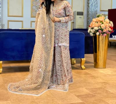 Ethnic Signature Sharar Shirt with Heavy dupatta for sale