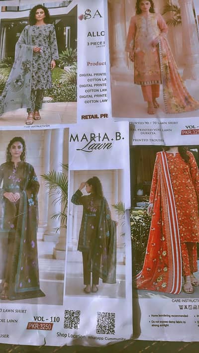 Brand New Unstitched 3-Piece Lawn Suit with Bag Packing