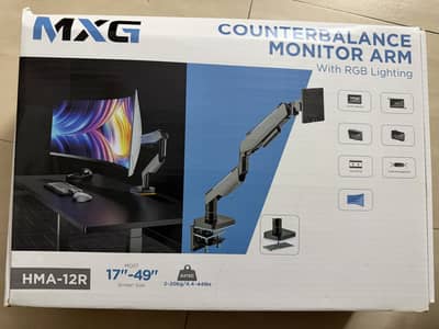 MXG HMA-12R Heavy Duty RGB Gaming Monitor Arm Matte Gray