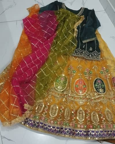 Wedding formal lenga, 3 pc mehndi lehnga