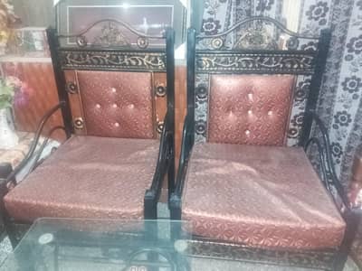 iron and wooden sofa set for sale good condition num 03115007890