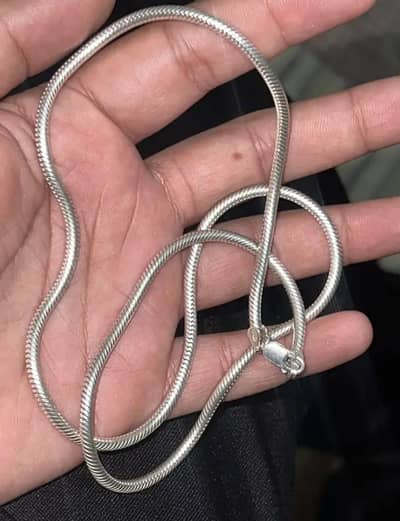 Silver sterling chain and ring, Italian, chandi