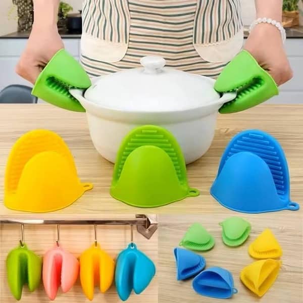 Silicone Heat Resistant Finger Grip Mitts – Mini Oven Gloves for Hot Pots, Pans & Baking – Non-Slip Pot Holder