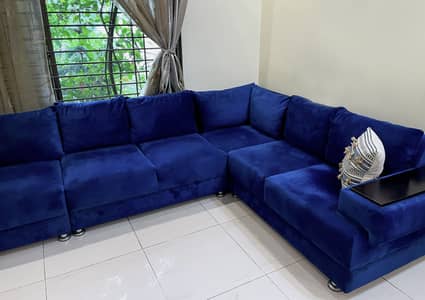 7 Seater Royal Blue L Shape Corner Sofa