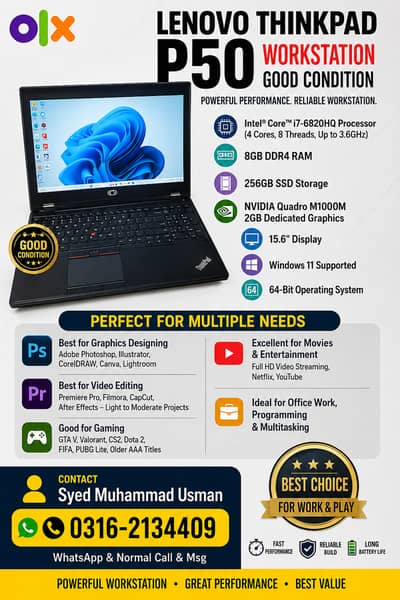 LENOVO THINKKPAD -8GB DDR 4 RAM - 256 GB SSD GOOD CONIDITION