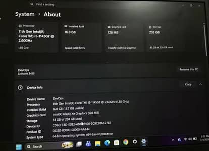 Dell Latitude 3420 | 11th gen Core i5 | 16gb Ram 256 gb Rom