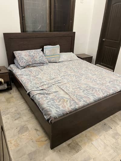 King Wooden Bed with mattress