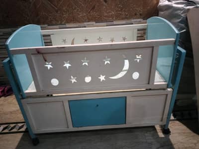 Wooden 2-in-1 Baby Cot & Cradle Swing with Storage
