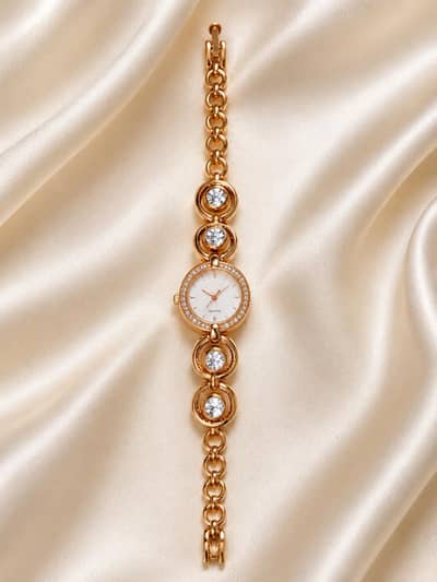 Elegent Rose Gold Women's Bracelet watch with crystal stones