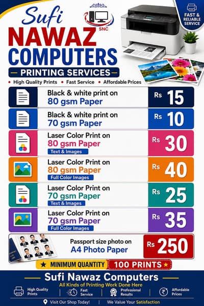 Printing Services color and black and white print and photo copy