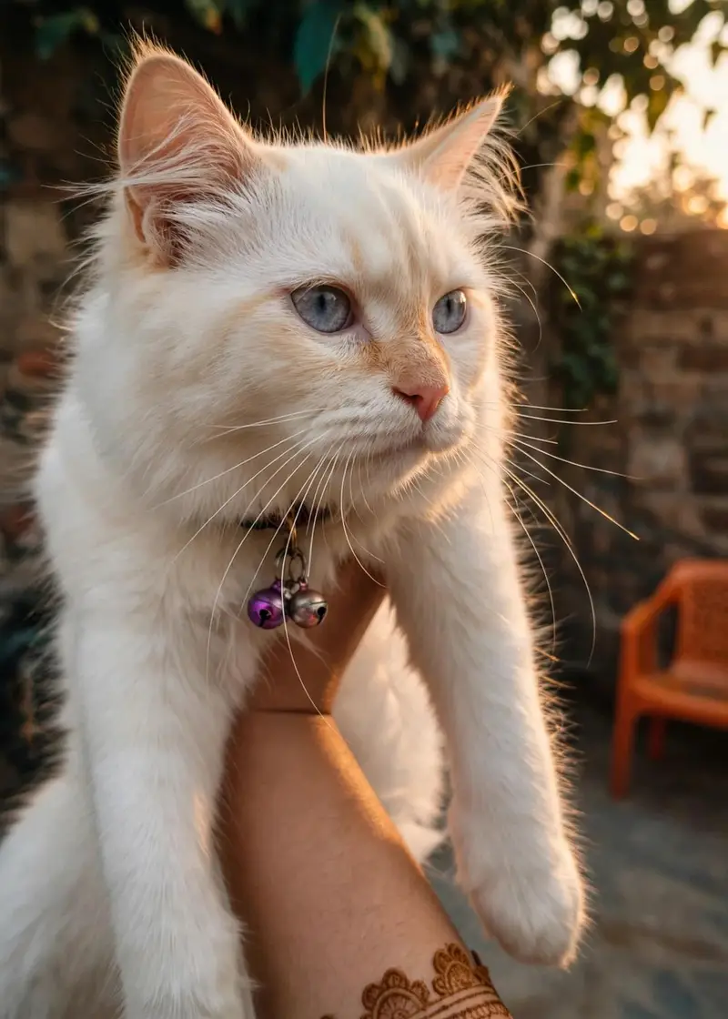 Persian cat white and gold ear and tail — photo 2